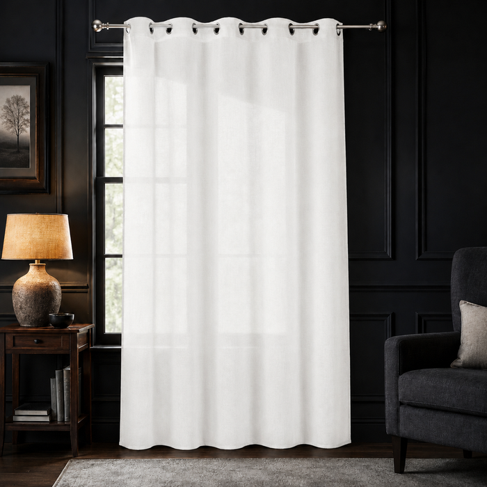 Linen-Effect Eyelet Curtain 140×280 cm | IBC