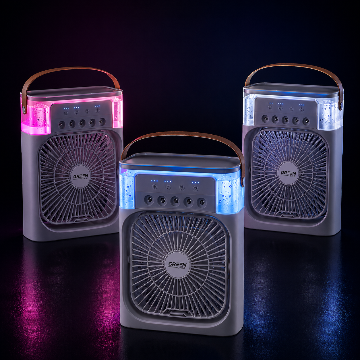 Mini Ventilatore Umidificatore 5 Spray con Luce LED |Green Lyca